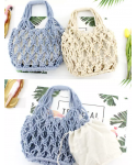 Factory small fashion summer beach bucket bags women cotton mesh handbags ladies