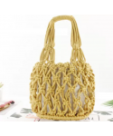 Factory small fashion summer beach bucket bags women cotton mesh handbags ladies