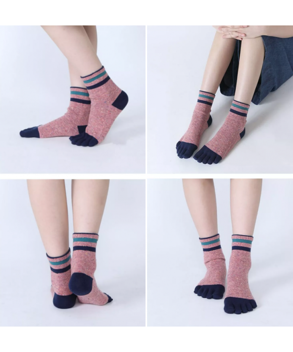 Middle five finger socks women's color finger split toe socks pure cotton breathable sweat absorption correction toe health sock