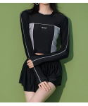 New Arrival Bathing Suits Custom Pattern Logo Sports Swimsuit Long Sleeve Conservative Two Piece Swimwear For Women