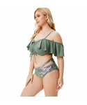 Professional Factory Ruffle Strap Sexy Bikini Plus Size Split Two Piece Set Swimwear For Fat Women