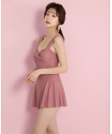 2022 New Design Hot Selling Fashion Solid Color Swim Dress Swimsuit Ruffle Luxury Swimwear For Women