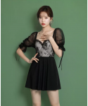 2022 Trendy Style Swimwear Korea Hot Girls Beachwear Short Sleeve Swimsuit Gauze Fashion Bathing Suit With Skirt