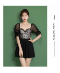 2022 Trendy Style Swimwear Korea Hot Girls Beachwear Short Sleeve Swimsuit Gauze Fashion Bathing Suit With Skirt