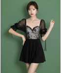 2022 Trendy Style Swimwear Korea Hot Girls Beachwear Short Sleeve Swimsuit Gauze Fashion Bathing Suit With Skirt