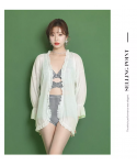 2022 New Korean Japan Print Cross High Waist Lady Beachwear Gauze Cover Up Sweet Swimwear For Women