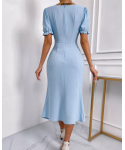 2022 spring style bubble fir new French retro split bubble sleeve dress women slim summer skirt