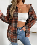 Fashion Lapel loose women's Plaid long sleeved jacket casual daily commuter jacket