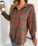 Fashion Lapel loose women's Plaid long sleeved jacket casual daily commuter jacket