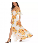 Fashion party female straight dress lady clothes floral printed chiffon dresses Lowest Price