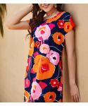 Women's clothes wholesale custom sexy fashion printed straight round neck short sleeve printed Mini women's dress